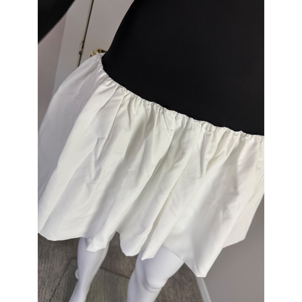 Commense‎ Black Long Sleeve Mini Dress White Skirt Party Cocktail Dress Size S - Picture 10 of 13